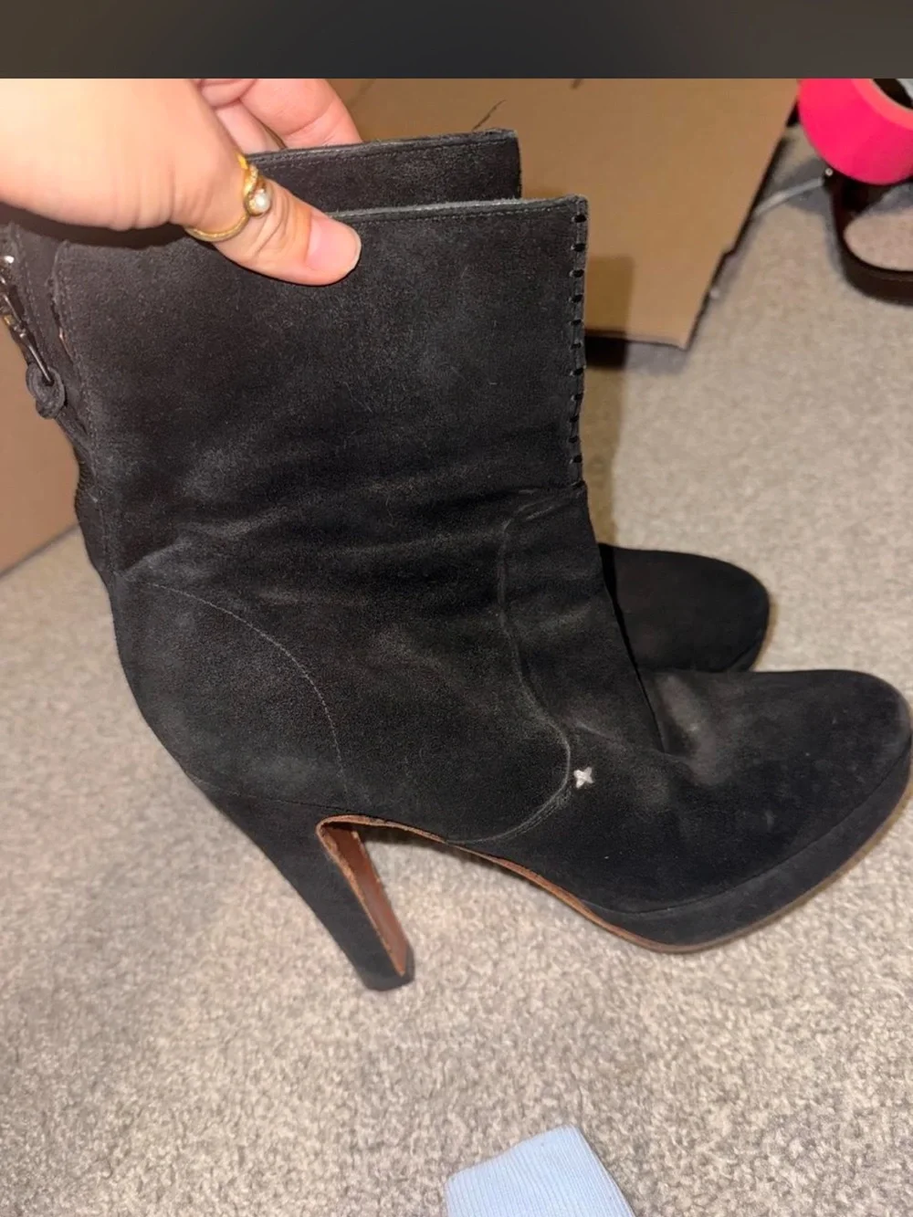Rag&bone Black Suede High-Heel Ankle Boots